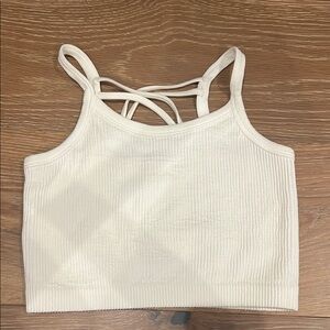 Altar'd State Cream Ribbed Crop Tank Top